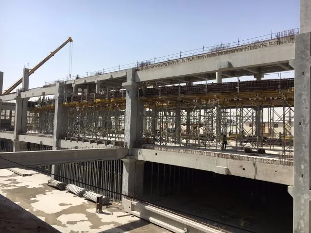 هيكل خرساني مسلح: أعمدة وجسور وبلاطات، قطر